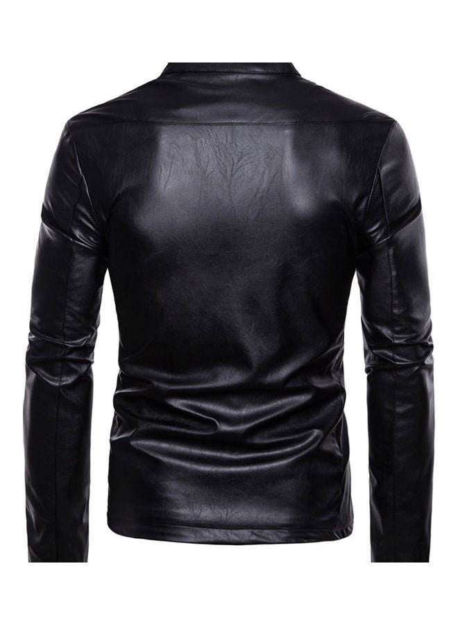 PU Leather Jacket Black  - Image 2