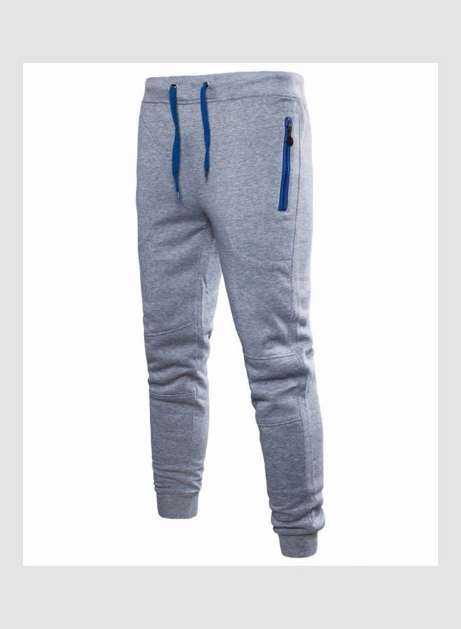 Solid Drawstring Pants Dark Grey/Yellow - Image 5