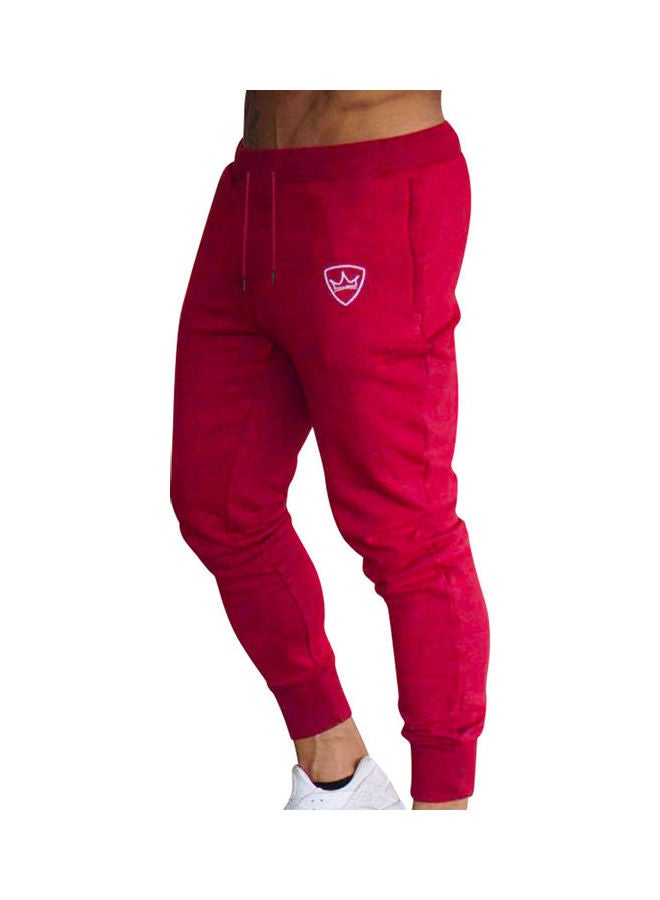 Solid Drawstring Sweatpants Red - Image 1