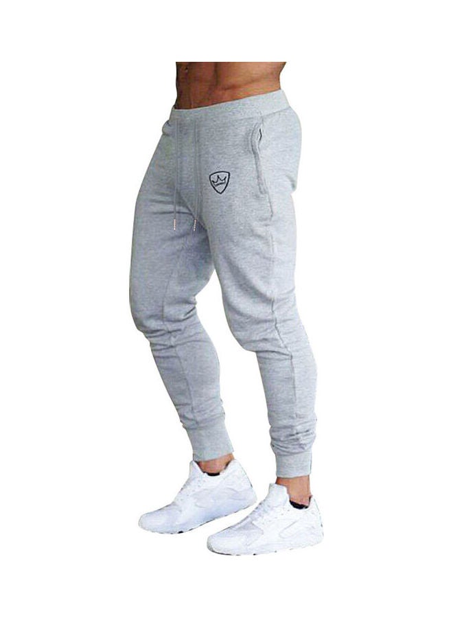 Solid Drawstring Sweatpants Light Grey - Image 1