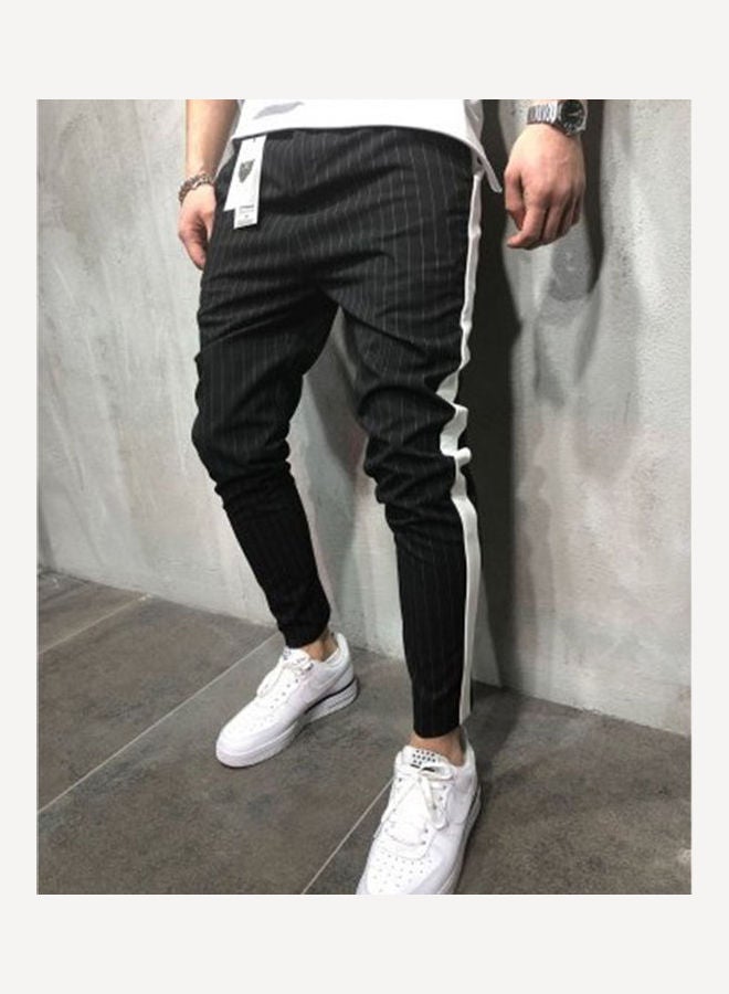 Striped Mid-Waist Pants Black - Image 2