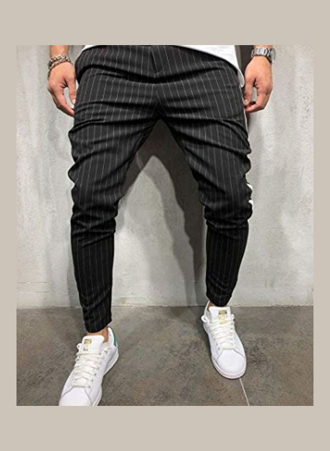 Striped Mid-Waist Pants Black - Image 3