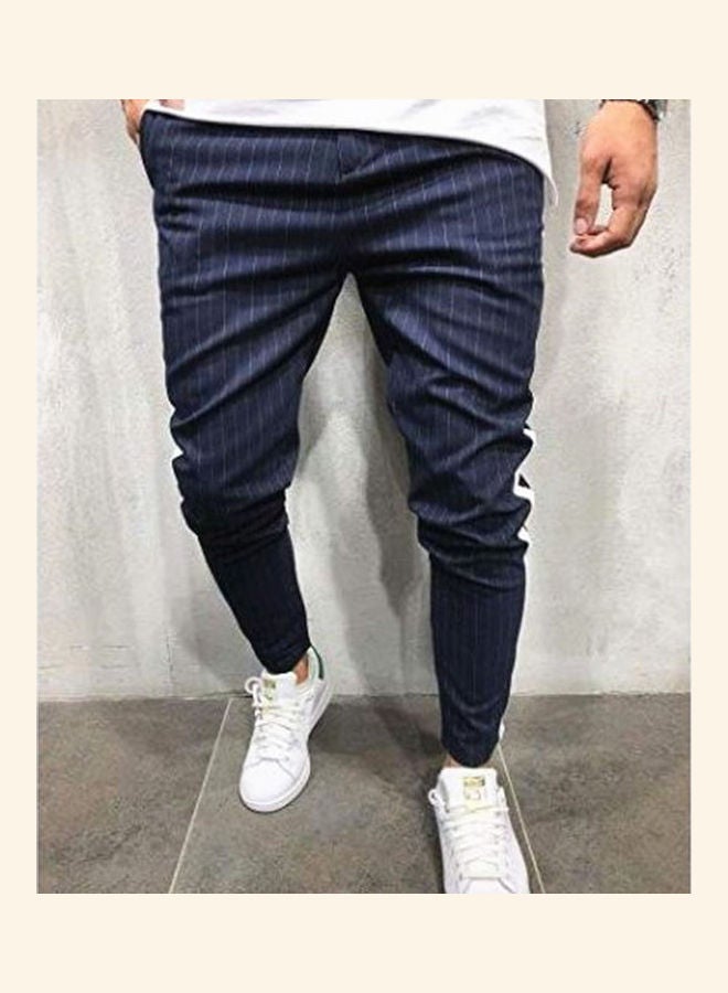 Striped Mid-Waist Pants Navy - Image 2
