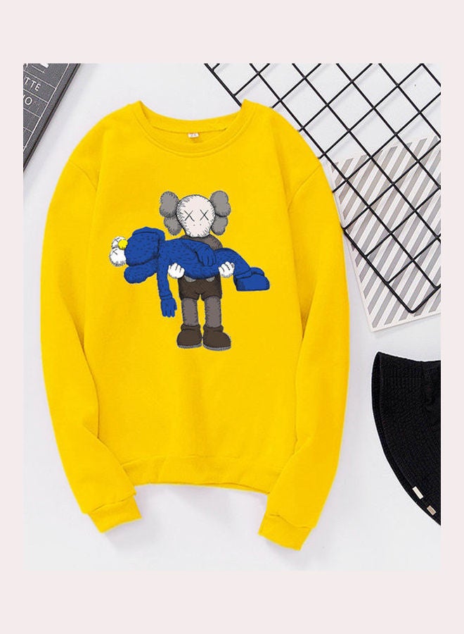 Cartoon Printed Sweatshirt Yellow/Grey/White 