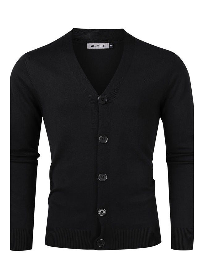 Generic - Knitted Button Down Cardigan Black - Image 1