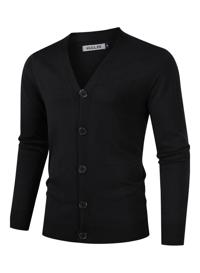Generic - Knitted Button Down Cardigan Black - Image 1