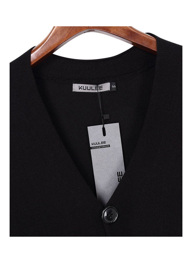 Generic - Knitted Button Down Cardigan Black - Image 1