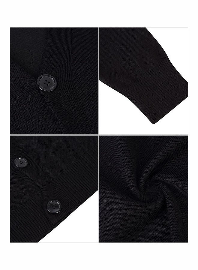 Generic - Knitted Button Down Cardigan Black - Image 1