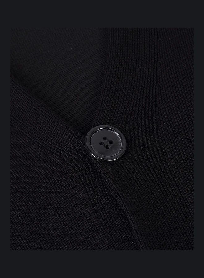 Generic - Knitted Button Down Cardigan Black - Image 1