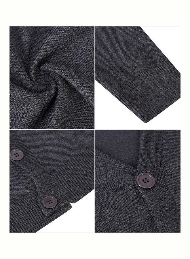 Generic - Knitted Button Down Cardigan Black Ash - Image 1