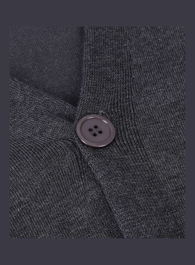Generic - Knitted Button Down Cardigan Black Ash - Image 1