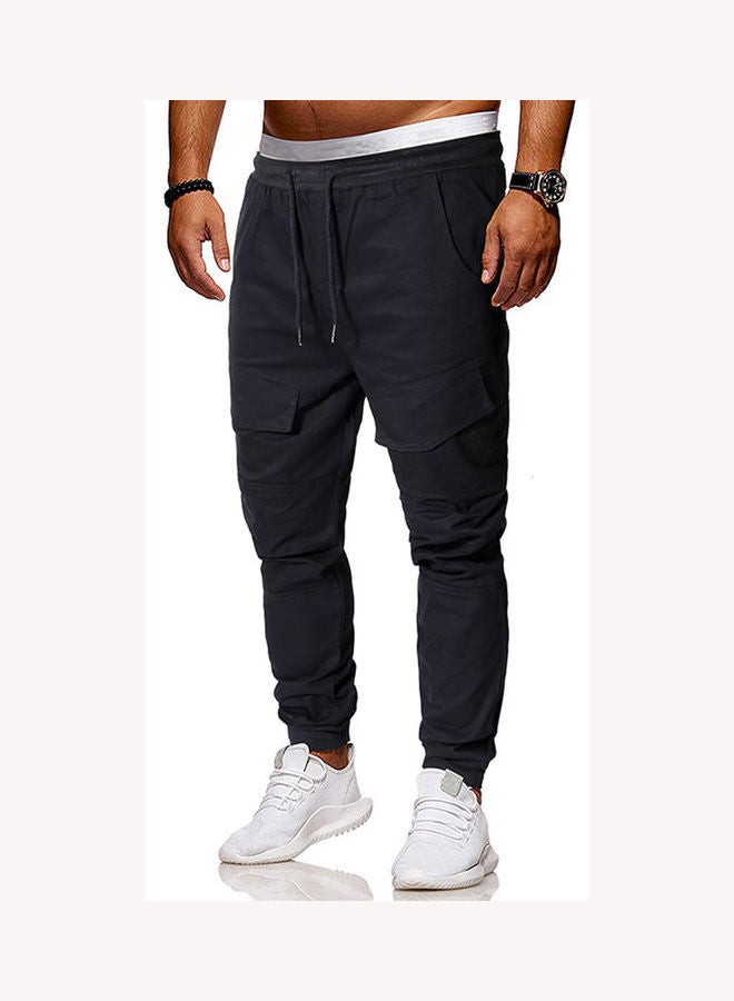 بنطال بقصة واسعة وخصر سهل الارتداء أسود - Image 2