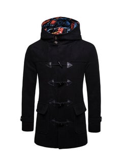 Solid Stand Collar Trench Coat Black