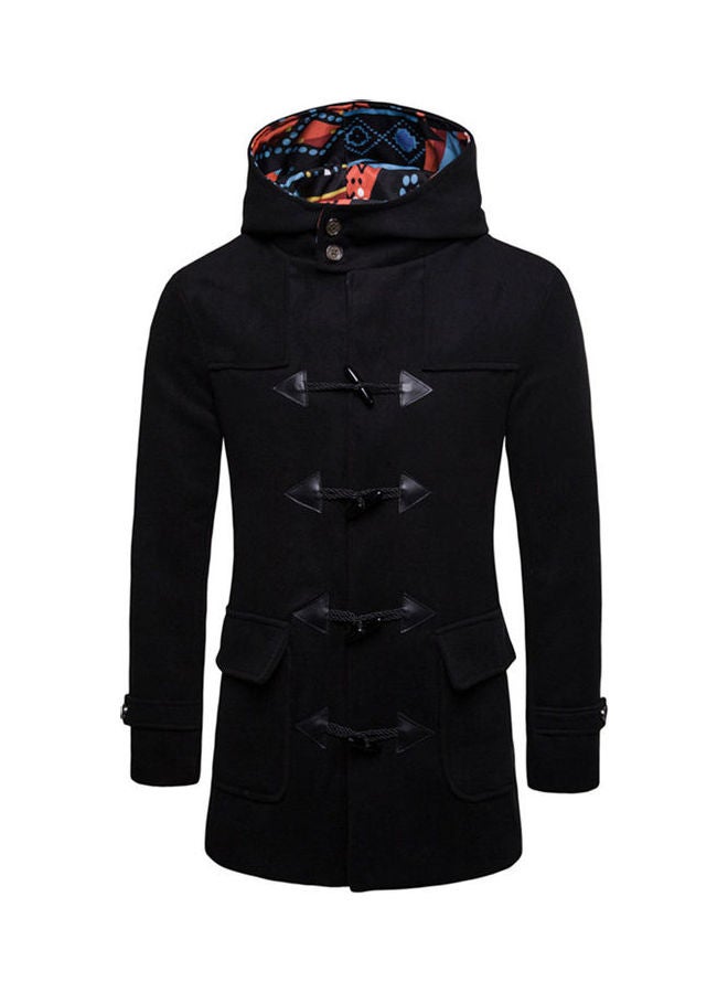 Generic - Solid Stand Collar Trench Coat Black - Image 1