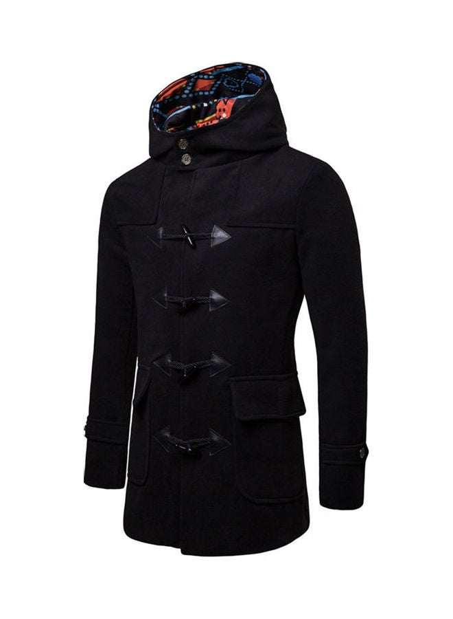 Generic - Solid Stand Collar Trench Coat Black - Image 1