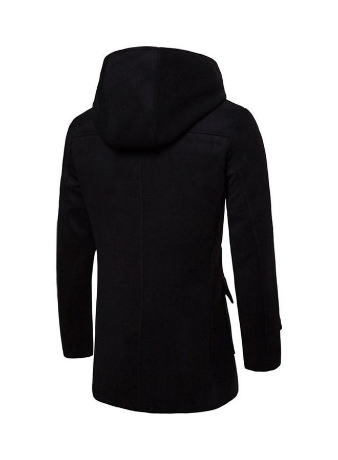 Generic - Solid Stand Collar Trench Coat Black - Image 1
