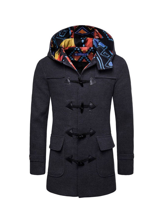 Generic - Solid Stand Collar Trench Coat Black - Image 1