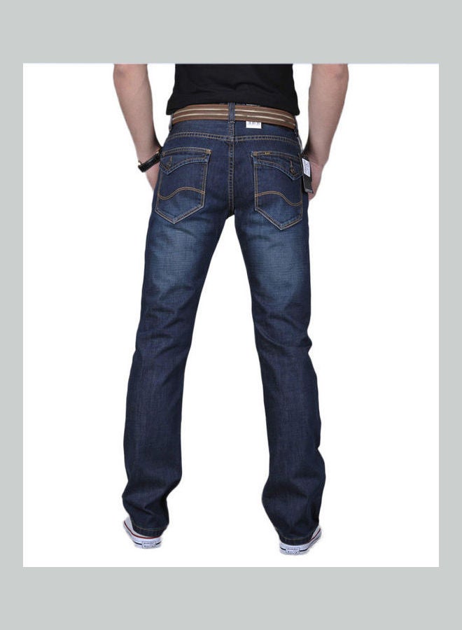 بنطال جينز طويل بقصة ضيقة مستقيمة أزرق - Image 2