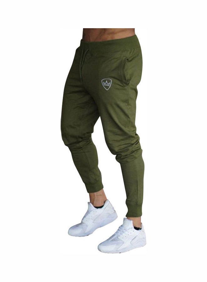 Solid Drawstring Sweatpants Green - Image 1