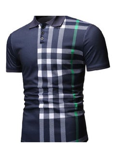 Generic Collared Neck T-Shirt Navy/White/Green  - Image 2