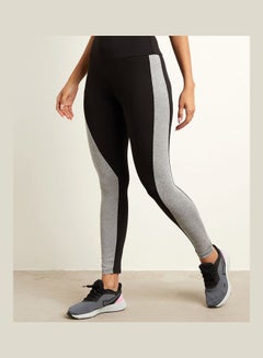 Contrast Side Panel Detail Leggings Black/Grey