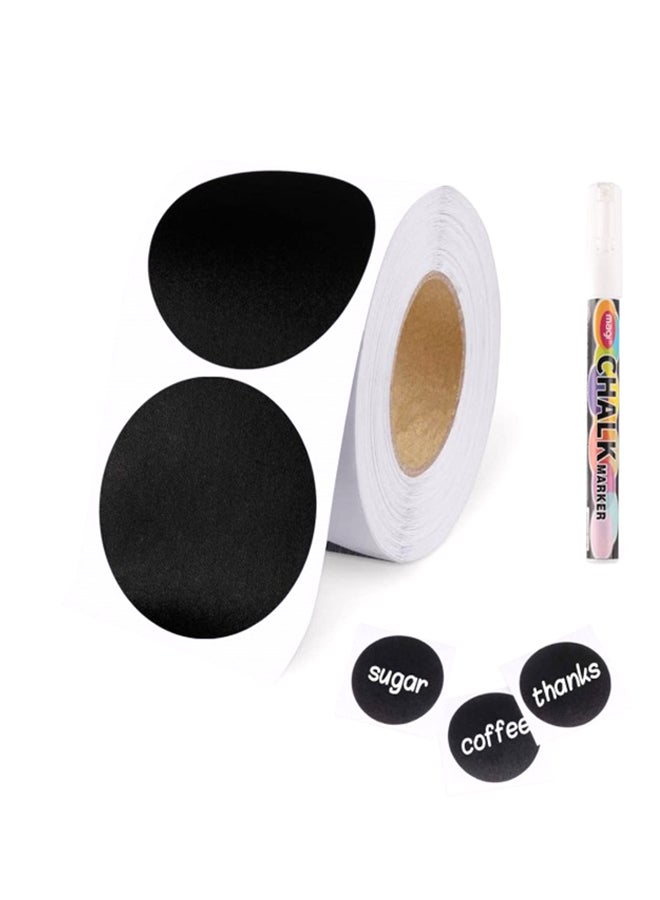 Premify 120-Piece Chalkboard Labels Roll With 1 Marker Black  - Image 2