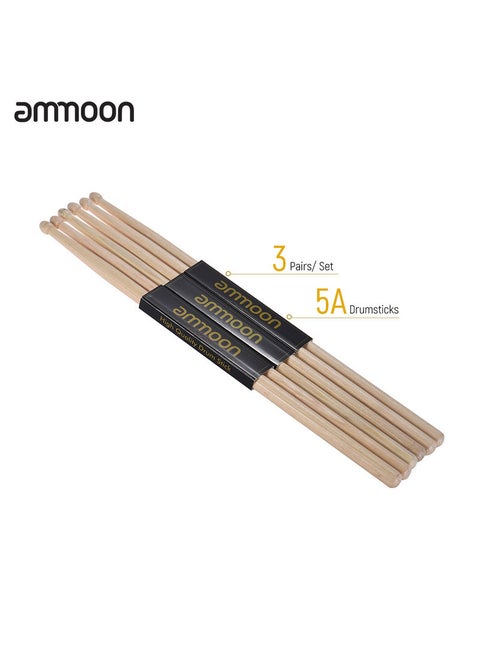 3-Pair Wooden Drumstick Set