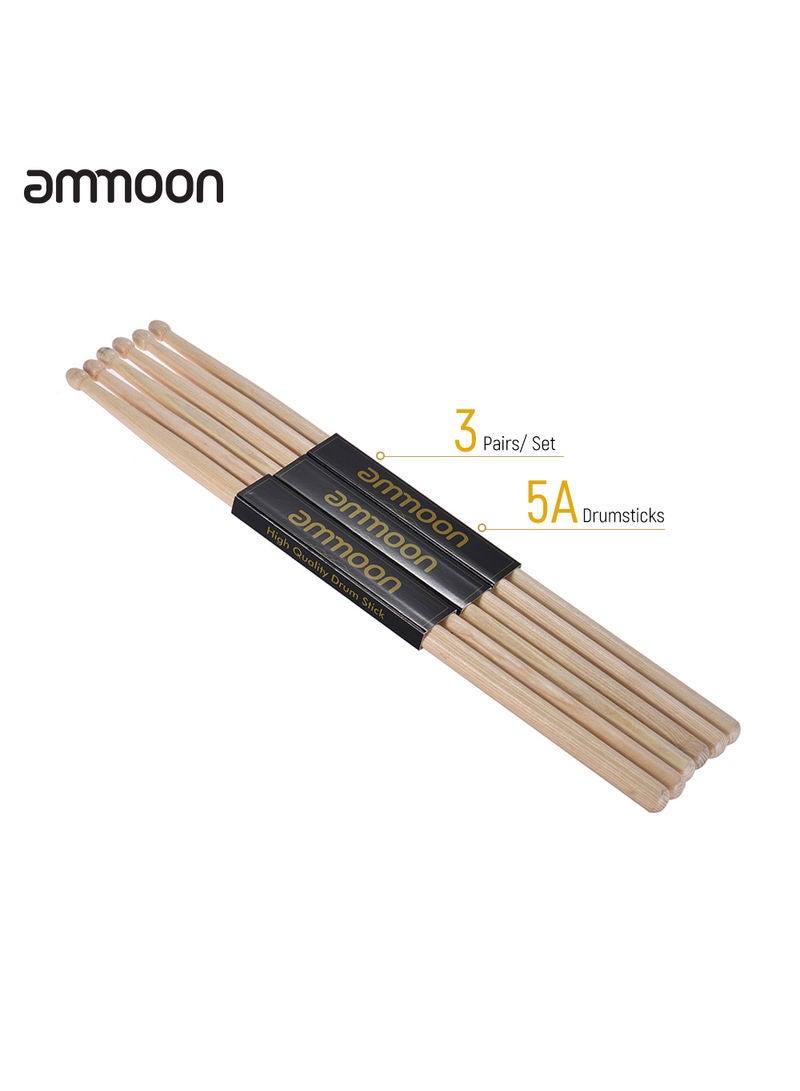 ammoon 3-Pair Wooden Drumstick Set  - Image 1