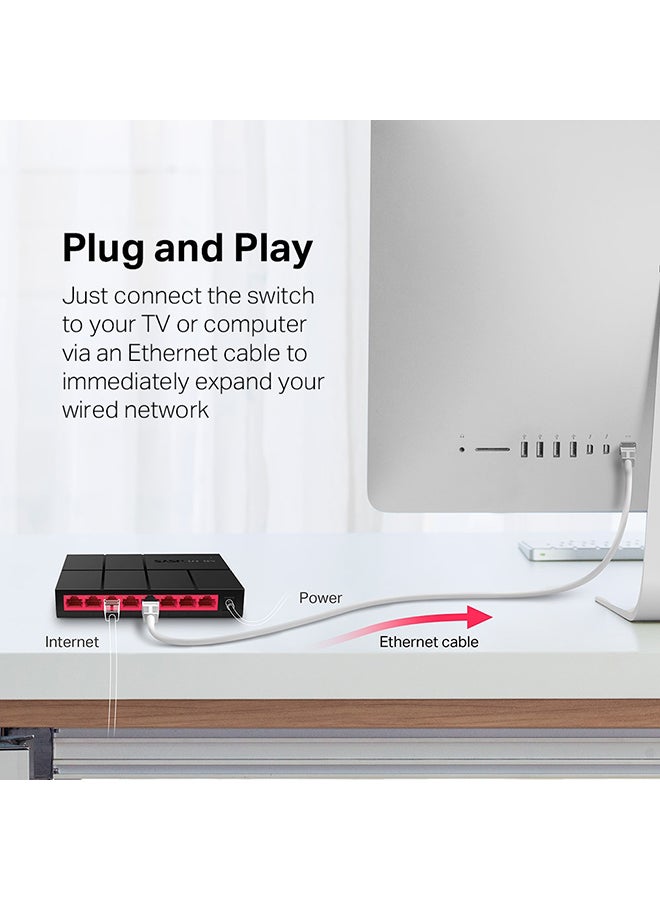 ميركوسيس - محول مكتبي ب8 منافذ بسرعة 10/100/1000 ميجابت في الثانية مزود بمنافذ RJ45 بخاصية التفاوض التلقائي مع أجهزة MDI/ MDIX التلقائية أسود - Image 1