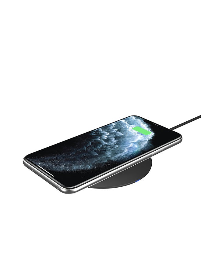 Wireless Charging pad, 15W for Qi Compatible Devices, Fast Charging, Non-Slip Design, 7mm Thin, Safe Black