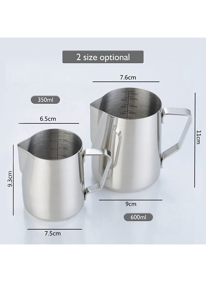 إبريق لصنع رغوة الحليب من الستانلس ستيل فضي 350ملليلتر - Image 2