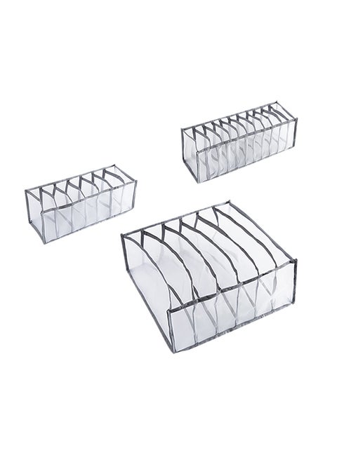 3-Piece Undergarment Organizer Storage Set Grey