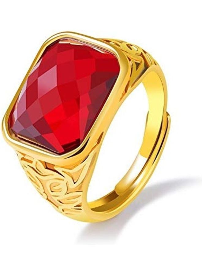 Gold Plated Copper Zircon Rhinestone Inlaid Adjustable Ring