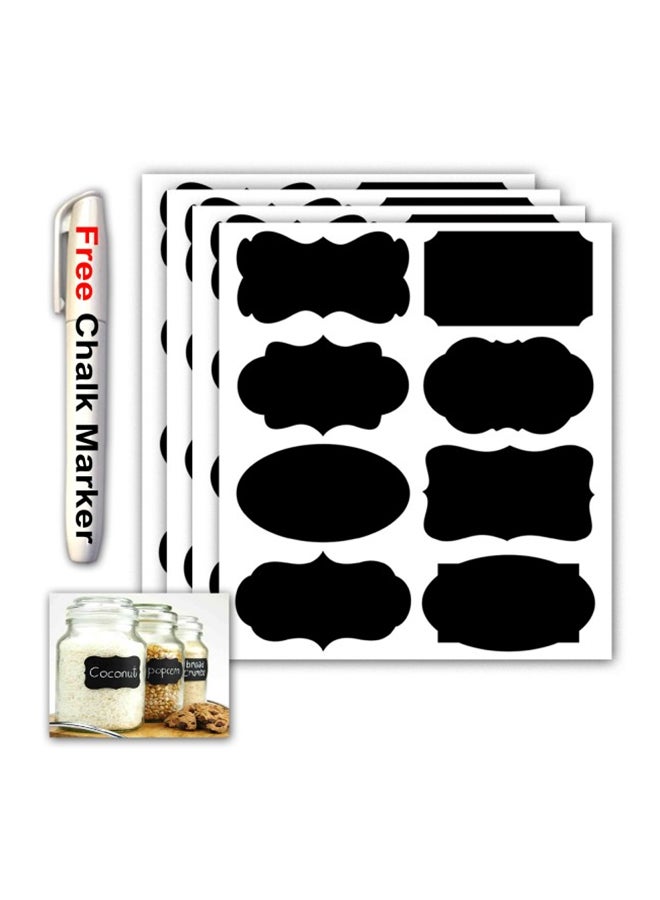 بريميفي لفافة ملصقات من 96 قطعة بتصميم السبورة مع قلم ماركر واحد. أسود - Image 3