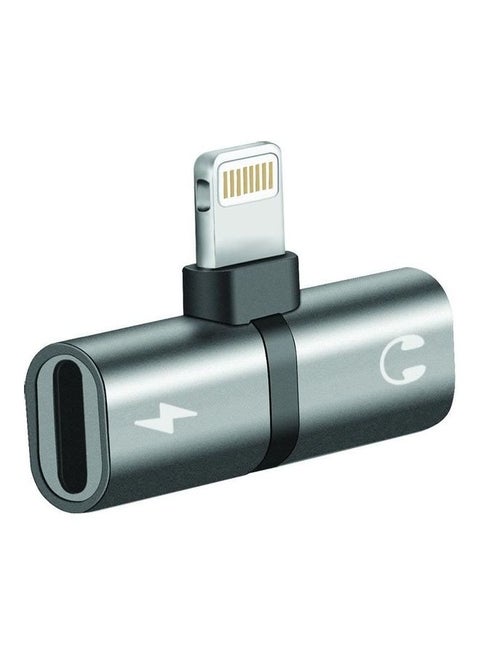 2 In 1 Premium USB Headphone Audio And 2A Pass-Through Charging Splitter Adapter For Iphone/Ipad/Ihinge-Lt Grey