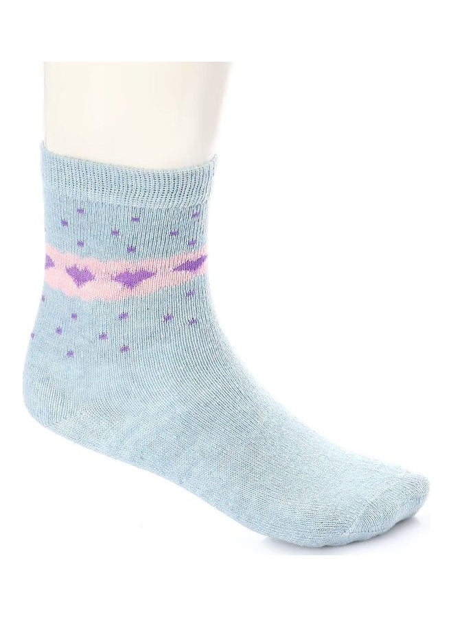 Esla Pair Of Patterned Ankle Socks Sky Blue/Pink