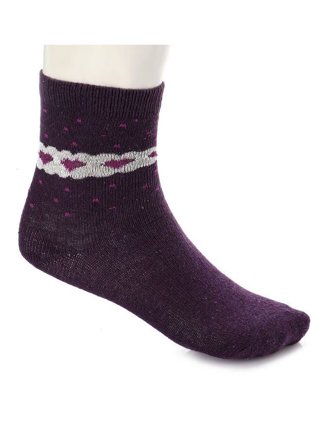 Esla Pair Of Patterned Ankle Socks Mauve/Grey