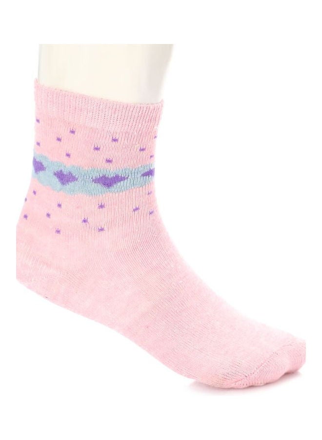 Esla - Pair Of Patterned Ankle Socks Pink/Purple - Image 1