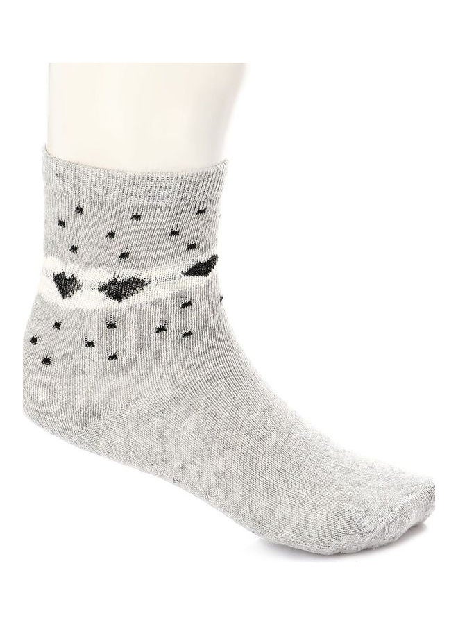 Esla Pair Of Patterned Ankle Socks Grey/Black