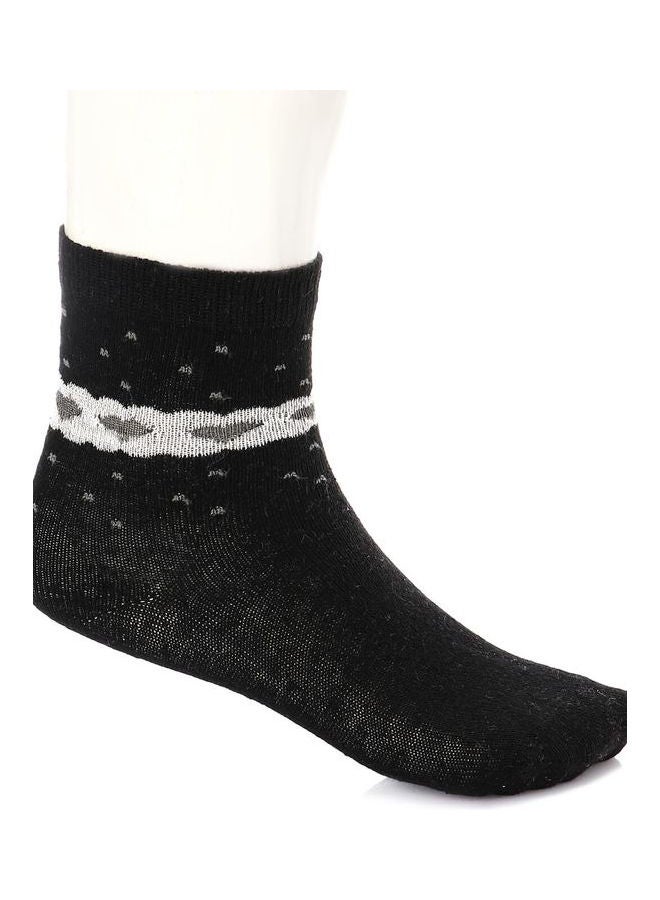 Esla Pair Of Patterned Ankle Socks Black/Grey
