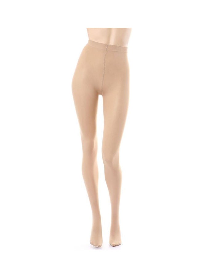 Esla - Pair Of Solid Acrylic Stockings Beige - Image 1