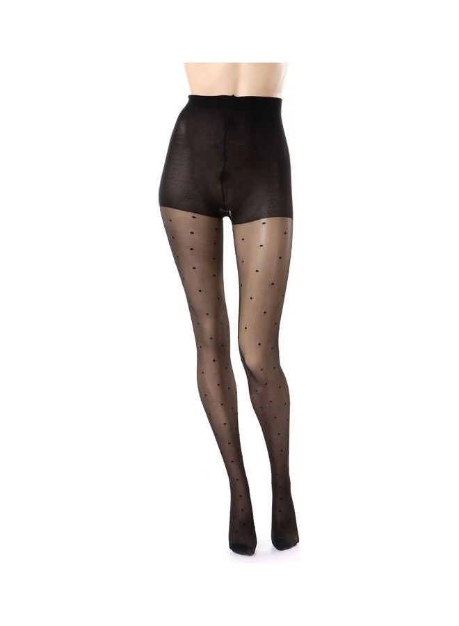 Esla - Pair Of Dotted Acrylic Stockings Black - Image 1