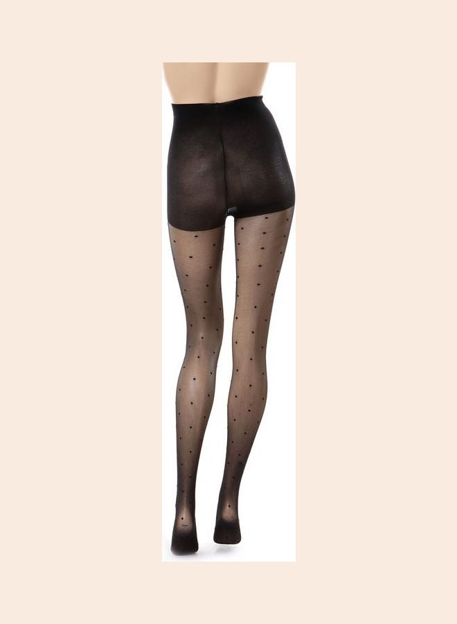 Esla - Pair Of Dotted Acrylic Stockings Black - Image 1