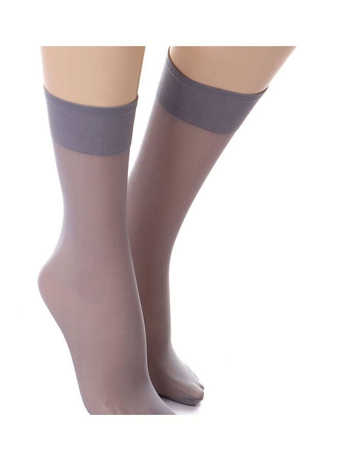 Esla Pair Of Solid Acrylic Mid-Calf Stockings Silver  - Image 2