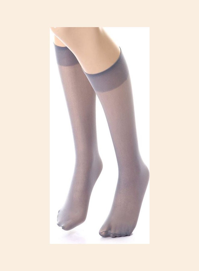 Esla Pair Of Solid Acrylic Mid-Calf Stockings Silver  - Image 2
