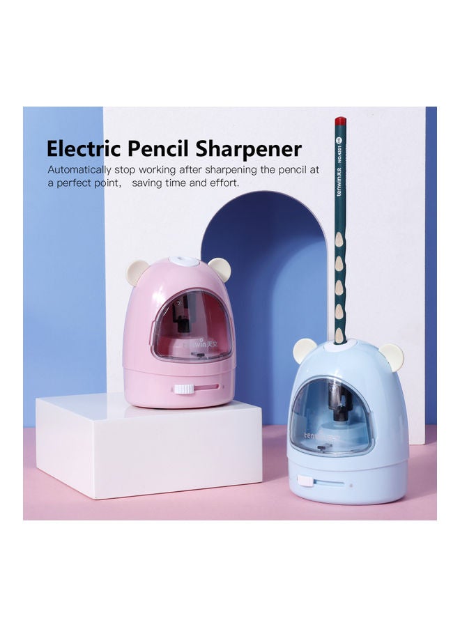 tenwin 3-Piece Electric Pencil Sharpener With Eraser And Vacuum Cleaner Set Pink - Image 2
