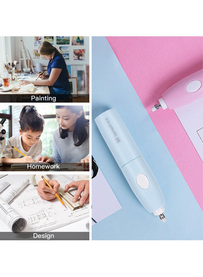 tenwin 3-Piece Electric Pencil Sharpener With Eraser And Vacuum Cleaner Set Pink - Image 3