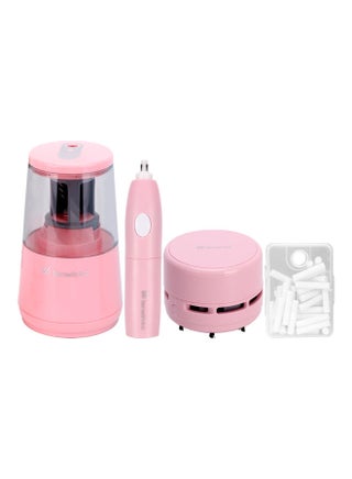 3-Piece Electric Pencil Sharpener With Eraser And Vacuum Cleaner Set Pink - v1609325027/N43366835A_1