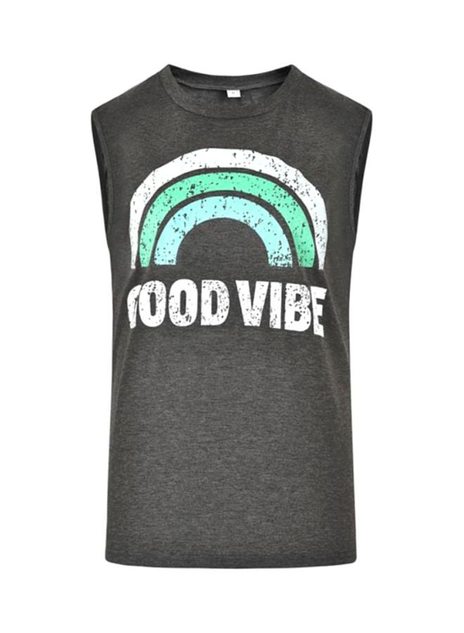 Sharpdo Round Neck Sleeveless Vest Grey/Green - Image 1