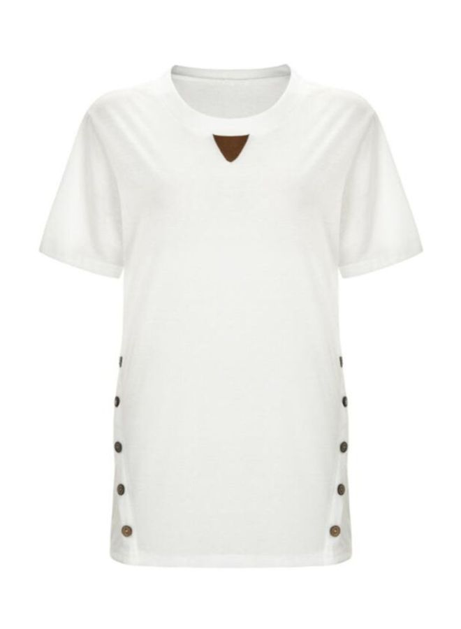 شاربدو تيشيرت بأكمام قصيرة ورقبة دائرية أبيض - Image 1